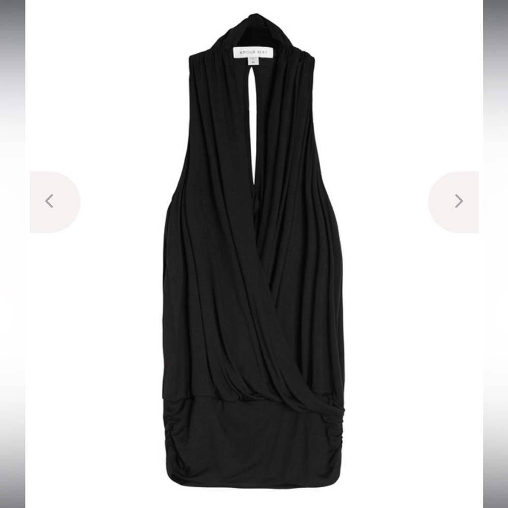 Amour Vert Agnes Black Drape Front Top